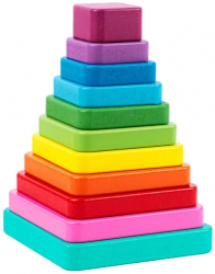 Turnulet pentru stivuit Montessori din lemn multicolor 