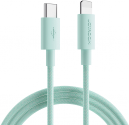 Cablu conector USB-C - conector compatibil Apple incarcare fast charge 20W si transfer date lungime 25 cm Ranforsat Verde Menta BBL7352 