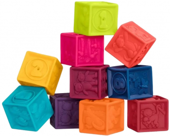 Set 10 cuburi senzoriale pentru stivuit cu cifre si animale 