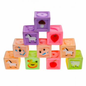 Set 10 cuburi senzoriale pentru stivuit diferite culori 