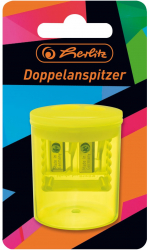 Ascutitoare dubla Herlitz cu recipient din plastic Galben Neon MAX-BBL7735 