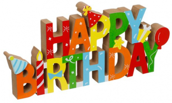 Banner de masa cu litere din lemn Happy Birthday 30x14 cm Multicolor JMB-BBL7884 