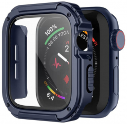 Carcasa pentru Apple Watch 1/2/3 38 mm Bibilel Silicon si Sticla Albastru si Transparent KOF-BBL7792 