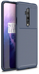 Husa de protectie BIBILEL cu insertii carbon pentru OnePlus 7T Pro protectie spate bumper capac de protectie Albastru MOB-BBL7590 