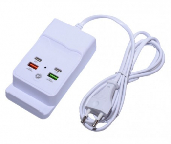 Incarcator retea 220V cu 4 porturi USB 2x USB 2.4A 2x USB Type-C 20W fast charge Alb AXT-BBL7925 
