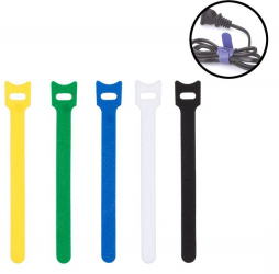 Set 10 cureluse flexibile din velcro pentru organizarea cablurilor 14.5x1.5 cm Alb Multicolor JMB-BBL7522 
