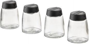 Set 4 borcane pentru condimente si recipient cu rasnita sticla 8.5 si 12.5 cm Negru IKA-BBL7782