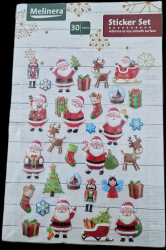 Set de stickere decorative cu Mos Craciun 30 piese Alb MAX-BBL7576 