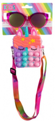 Set ochelari de soare si etui pentru copii model Pop it Unicorn 100 protectie UV +3 ani Roz JMB-BBL7844 