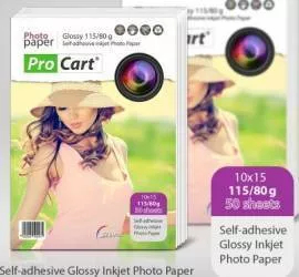 Hartie Procart FOTO Glossy autoadeziva 115 80g 10x15 cm 