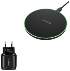 Incarcator Wireless 15W slim pad SUPER FAST CHARGE Smart Senzor Negru 