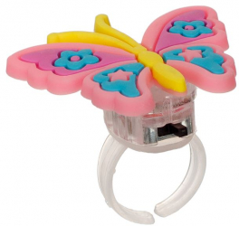 Inel cu luminite pentru copii model Fluture dimensiune reglabila Multicolor JMB-BBL7452 