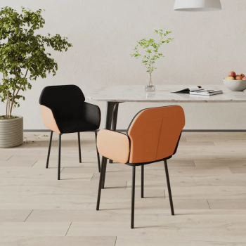vidaXL Scaune de bucatarie 2 buc. negru textil si piele ecologica 