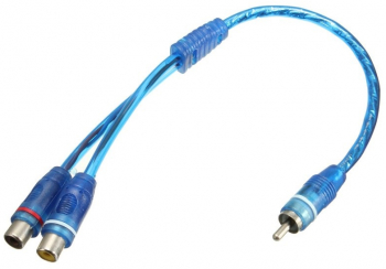 Cablu 2 x RCA Mama la 1x RCA Tata 15 cm Albastru 