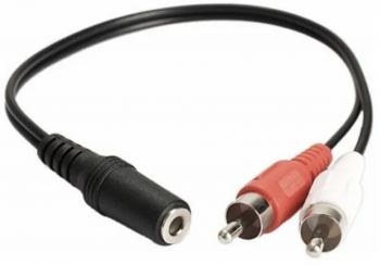 Cablu 2 x RCA Tata la 1x RCA Mama 15 cm Negru 