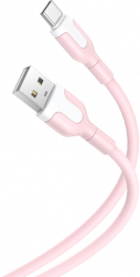 Cablu de date si incarcare USB la Type-C 1 m 2.1A Pink 