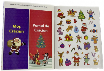 Carte pentru copii 2 in 1 cu stickere si pentru colorat cu tematica de Craciun 18 pagini Multicolor 
