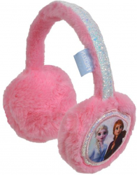 Casti de protectie din blanita artificiala pentru copii 6-8 ani model Frozen Pink 