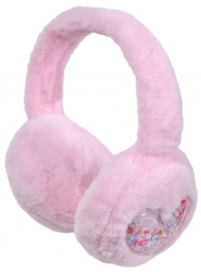 Casti de protectie din blanita artificiala pentru copii 6-8 ani model Mini Confetti Hearts Pink 