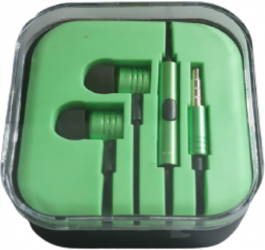 Casti in ear din metal model Dub Step Bass conector Jack 3.5 mm si microfon Green 