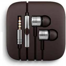 Casti in ear din metal model Dub Step Bass conector Jack 3.5 mm si microfon Silver black 