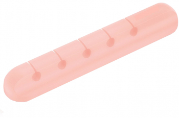 Clips autoadeziv cu 5 sloturi pentru organizare cabluri Pink 