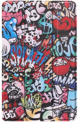 Husa book cover compatibila cu iPad 10.2 inch 2019 - 2021 pliabila din piele ecologica graffiti design Multicolor 