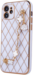 Husa compatibila cu Samsung Galaxy S21 design Glamour Bling Hand Grip White 