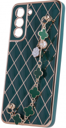 Husa compatibila cu Samsung Galaxy S22 Plus design Glamour Bling Hand Grip Green 