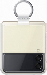 Husa compatibila cu Samsung Galaxy Z Flip 4 cu inel din policarbonat Crem 