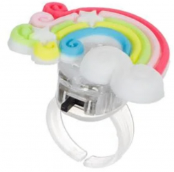 Inel reglabil din plastic cu luminite model Curcubeu Multicolor 