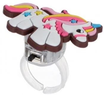 Inel reglabil din plastic cu luminite model Unicorn Multicolor 