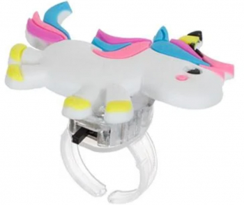 Inel reglabil din plastic cu luminite model Unicorn White 