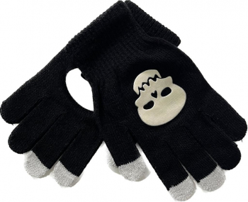 Manusi cu degete pentru touch screen Skull design S-M Negru 