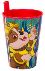 Pahar din plastic cu pai nedetasabil personaj Paw Patrol 260 ml Multicolor 
