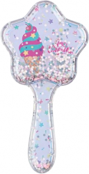 Perie de par pentru copii in forma de stea cu insertii de glitter model Ice Cream 17 x 9 cm Silver