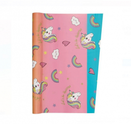 Rola autoadeziva decorativa din PVC pentru camera copiilor personaj Unicorn dimensiune 150 x 45 cm Multicolor