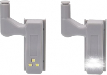 Set 2 lampi LED pentru dulap cu atasare pe balamale 1.5 W 7 cm baterii incluse Universale Gri 