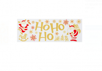 Sticker decorativ cu tematica pentru Craciun HO HO HO glittery 60 x 10 cm Gold 