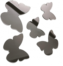 Stickere autoadezive din acril tip oglinda model fluturi 5 bucati Silver 