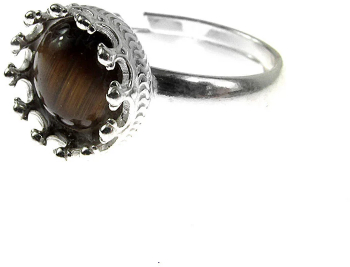 Inel argint reglabil coroana cu ochi de tigru 8 MM 