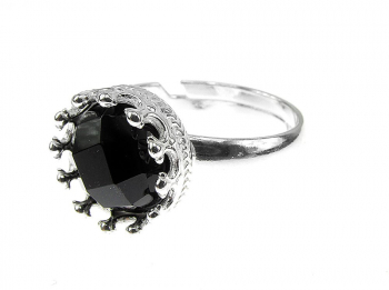 Inel argint reglabil coroana cu onix fatetat 8 MM 