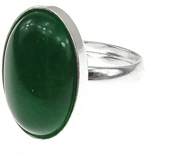 Inel argint reglabil cu agat verde natural 18x13 MM 