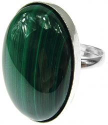 Inel argint reglabil masiv cu malachit natural 25x18 MM 