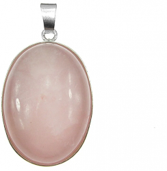Pandantiv argint mare cu cuart roz natural 25x18 MM
