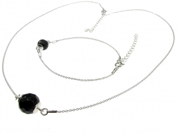 Set argint colier si bratara cu onix natural fatetat 