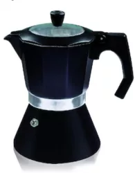 Espressor cafea din aluminiu Zephyr 300ml negru capacitate maxima 6 cupe 