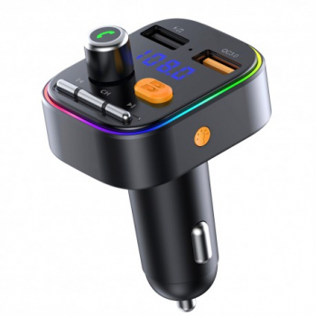 Modulator FM Techstar® T48Q Bluetooth 5.0 Bass Boost Voltaj Baterie USB QC 3.0 MicroSD RGB 