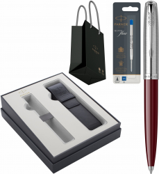 Pix Parker 51 Royal Burgundy CT Personalizat prin Gravura Laser rezerva pix Quink Flow in Cutie cu Etui Focus Collection si punga Parker 