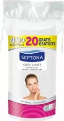Dischete Ovale Demachiante SEPTONA din Bumbac Natural 60 Buc/Set Pachet Pro 40+20 Gratis 